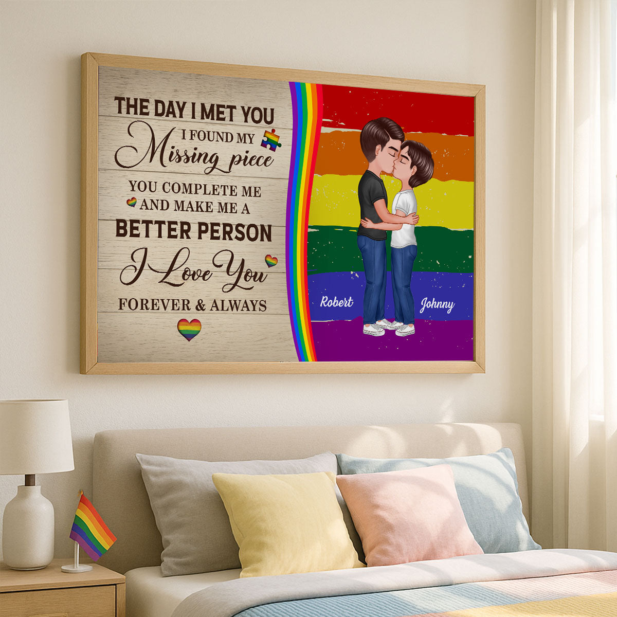 Rainbow Love Statement Personalized LGBT Couple Poster