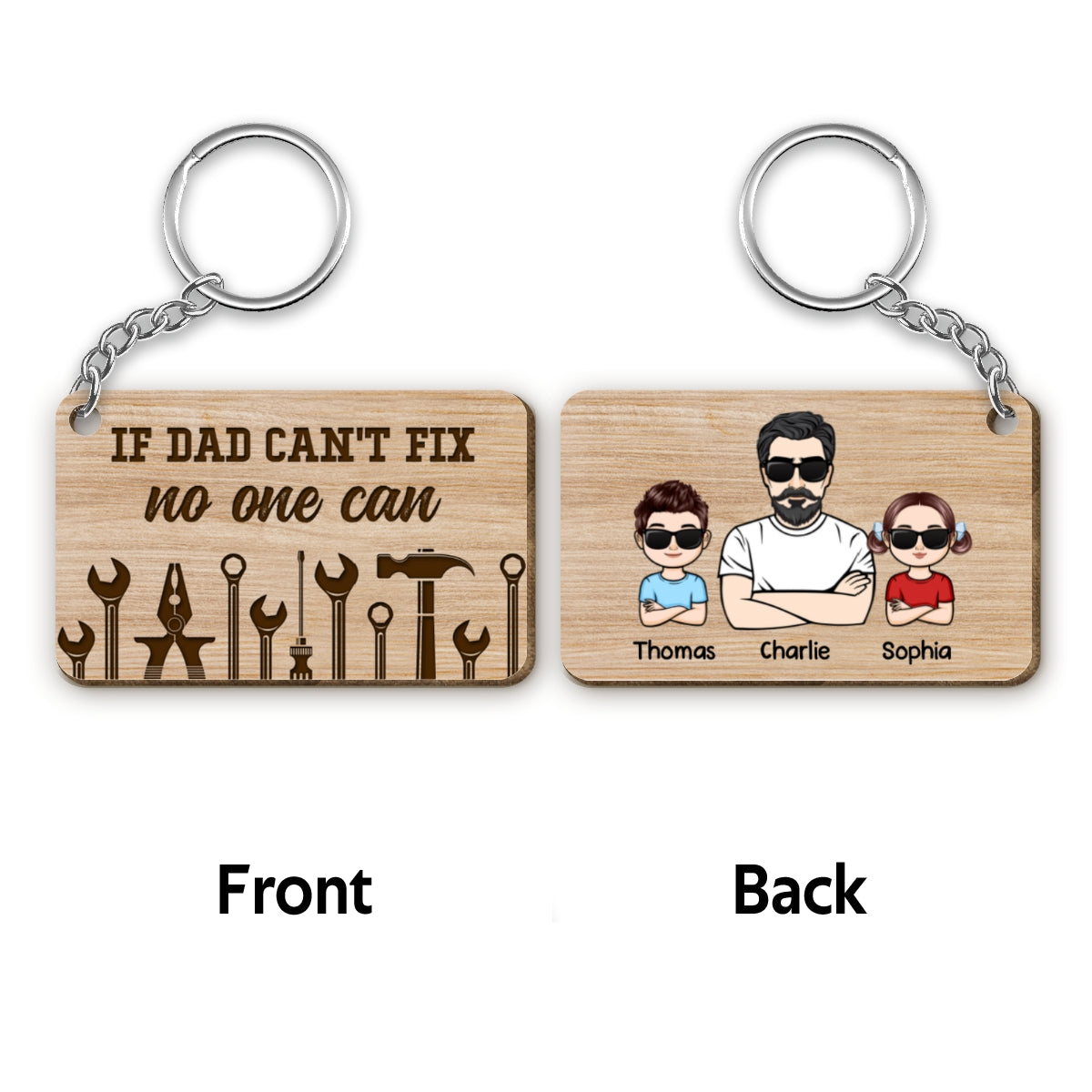 If Dad Grandpa Can‘t Fix Personalized Wooden Keychain
