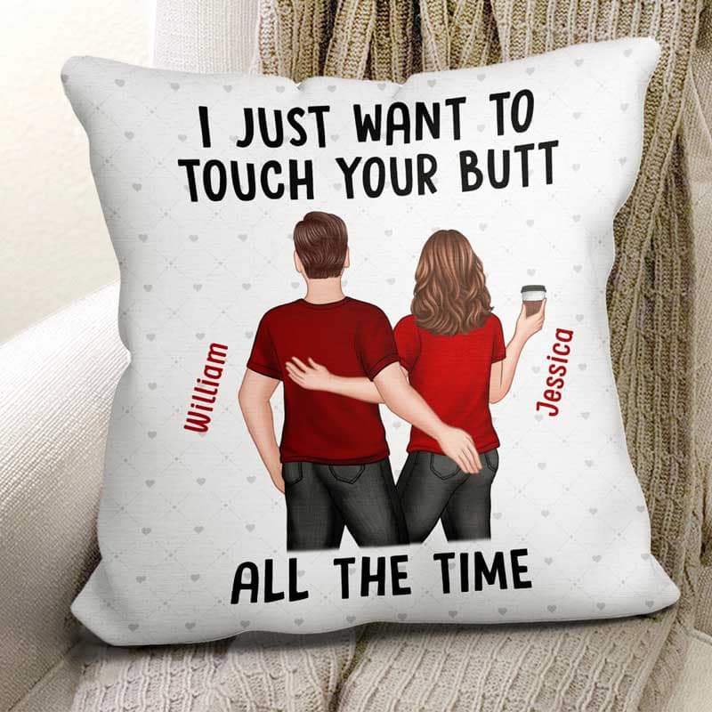 Back View Couple Funny Gift For Him For Her Personalized Pillow