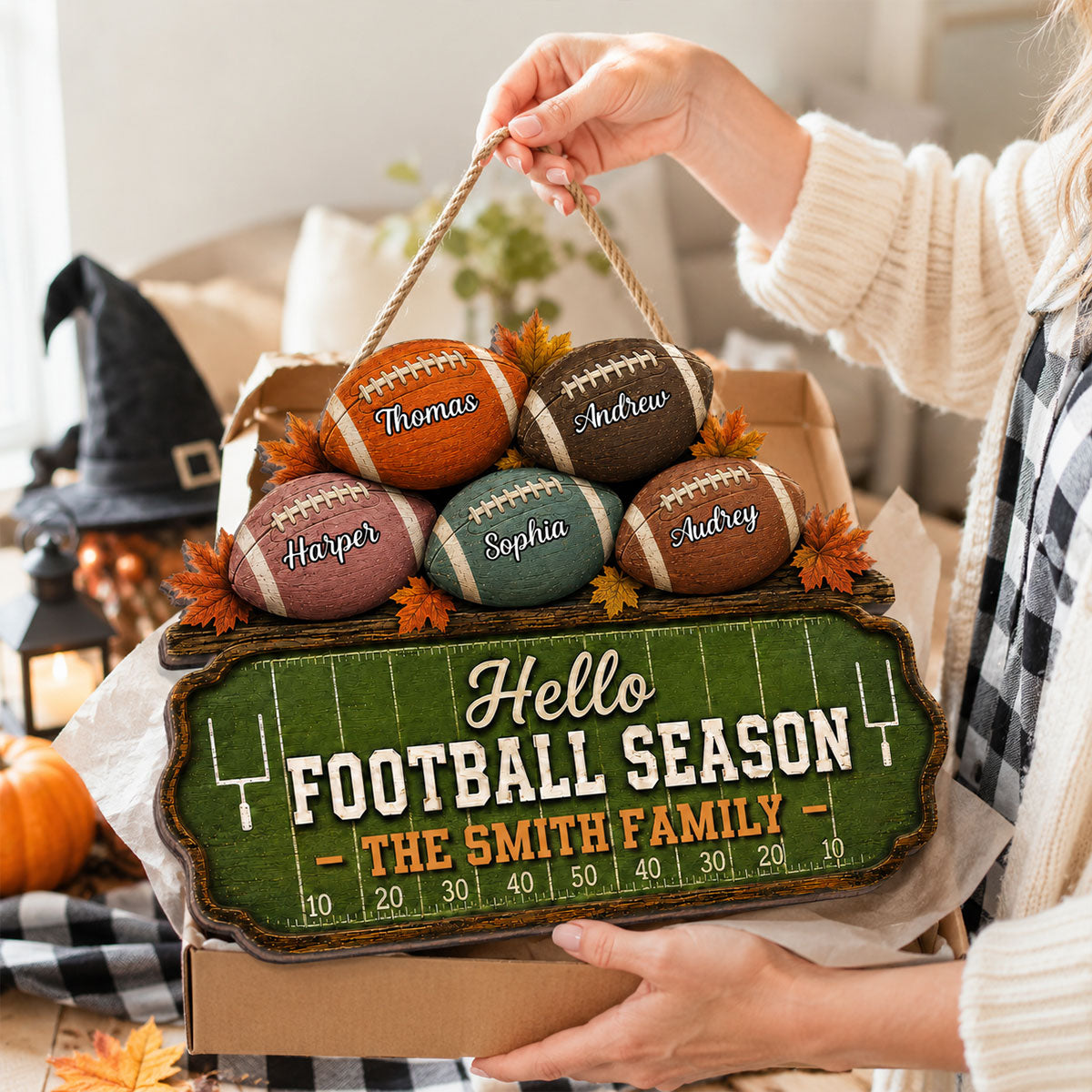 Football Field Family 2D Flat - Personalized Wood Sign - Fall Season Football Season