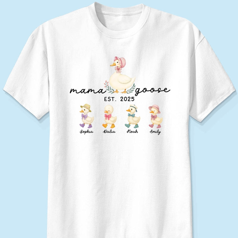 Mama Goose Grandma Goose And Kids Est Year Personalized Shirt, Gift