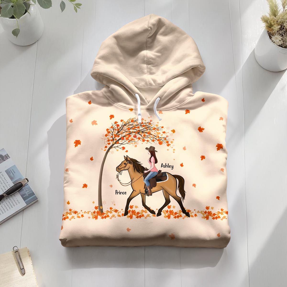Girl Loves Horse Fall Season Theme Personalized Hoodie, Gift For Horse Lovers