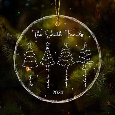 Christmas Tree Light Family Sisters Besties Siblings Personalized Glass Ornament, Christmas Gift Christmas Decoration