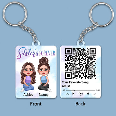 Pretty Doll Besties Sister Favorite Song Scannable QR Code Personalized Acrylic Keychain