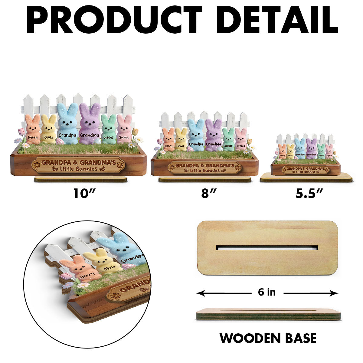 Easter Grandma & Grandpa Little Bunnies - Personalized 2-Layered Wooden Plaque - Gift For Grandparents