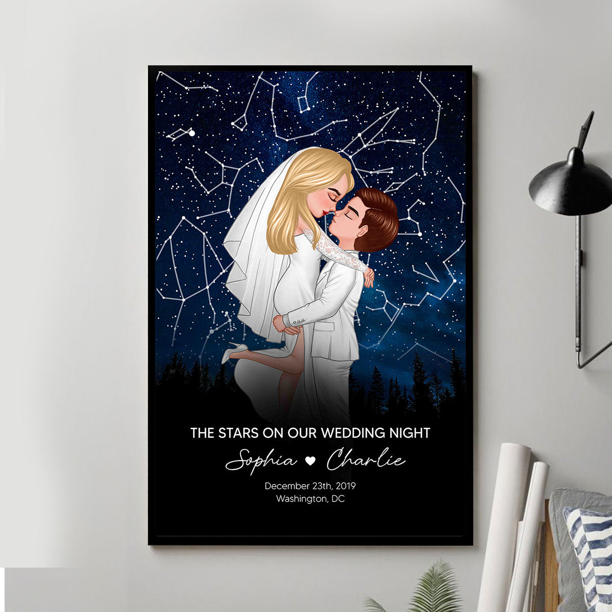The Stars On Our Wedding Night Custom Star Map Personalized Poster, Heartfelt Wedding Gift Anniversary Gift For Couple, For Her, For Him