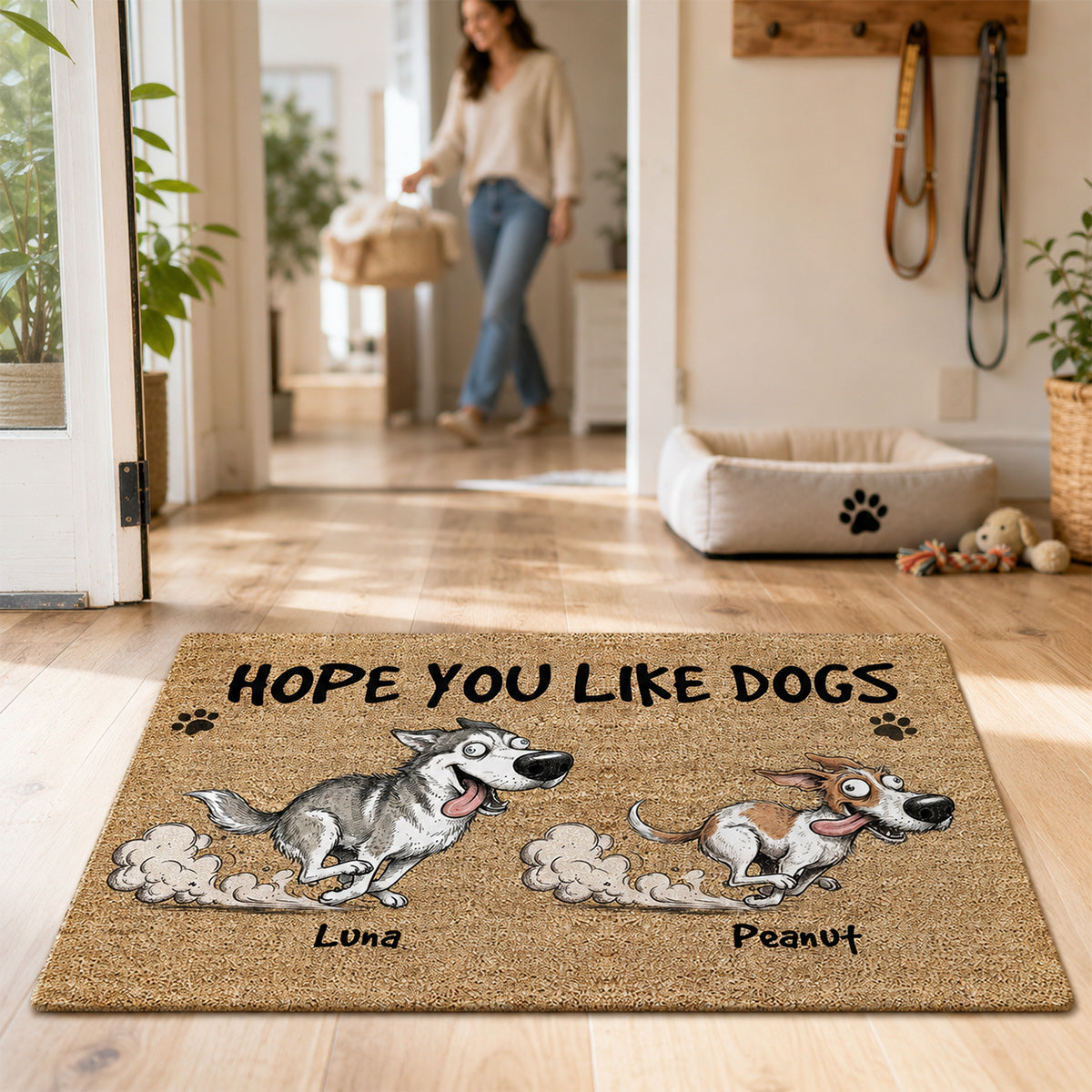 Hope You Like Dogs Funny Zoomies Portrait From Your Dog Photo - Personalized Doormat - Funny Home Decor For Dog Lover