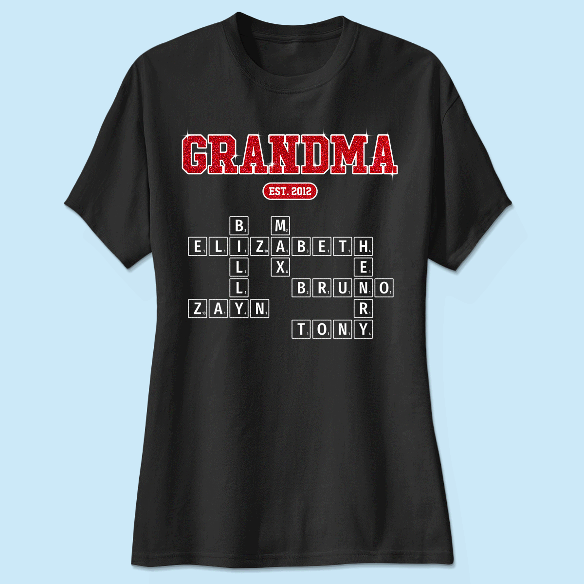 Grandma Est. Pink Crossword Art Puzzle Unique Gift For Grandma Mom Personalized Shirt