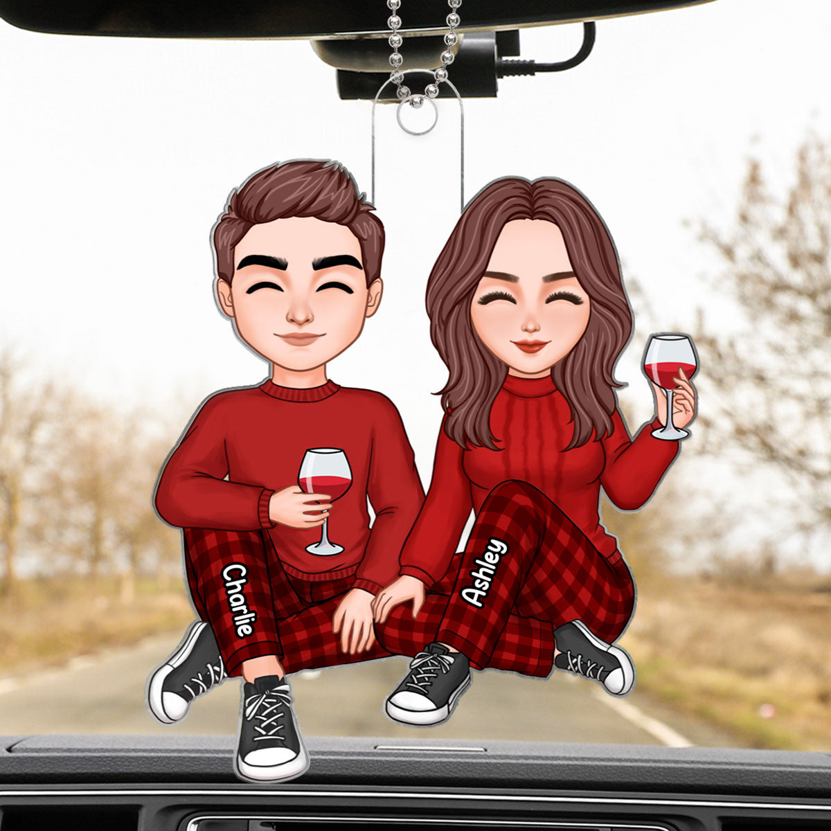 Cute Couple Gift For Him For Her Personalized Acrylic Car Hanger