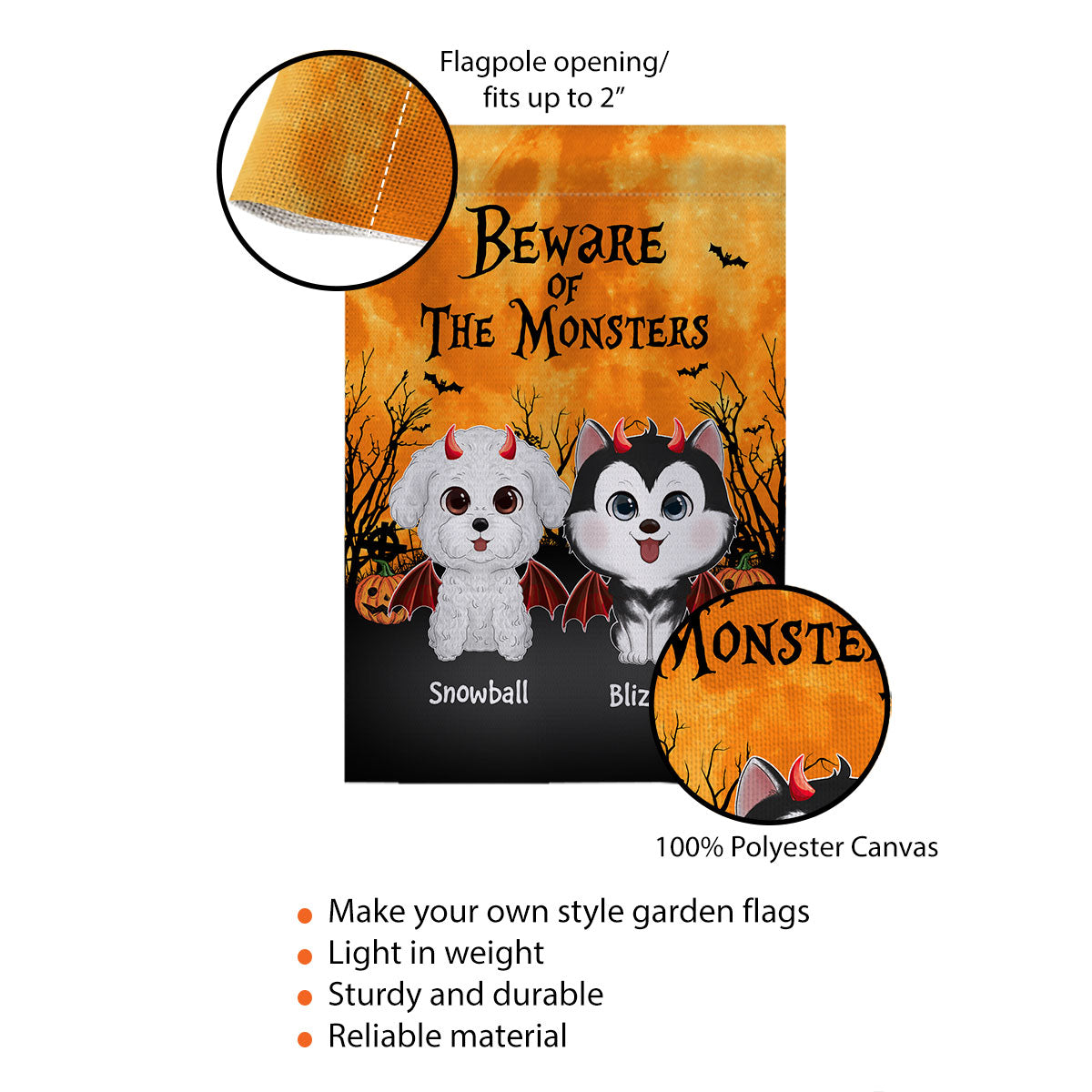 Halloween Theme Beware Of The Monsters Dogs - Personalized Garden Flag - Halloween Decor For Dog Lovers