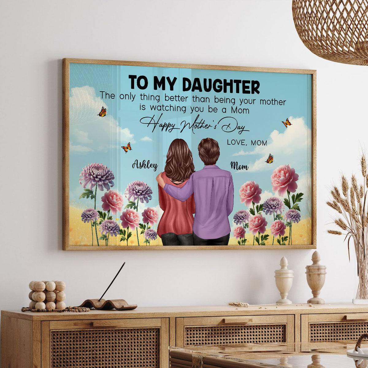 To My Daughter From Mom Happy Mother's Day Birth Flower Personalized Poster, Gift For Daughter