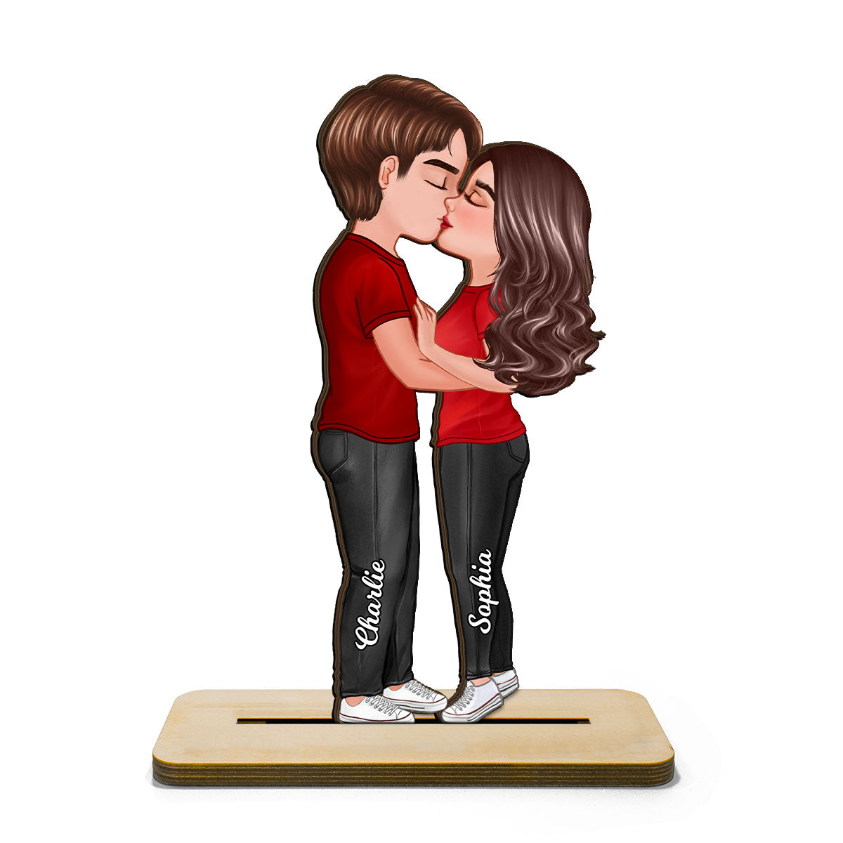 Doll Couple Kissing Home Decor Gift For Him Gift For Her Personalized Standing Wooden Plaque