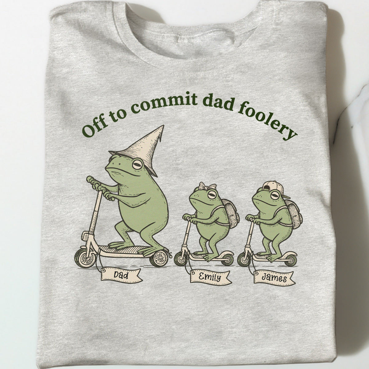 Off To Commit Dad Foolery Cottagecore Frog Dad & Kids - Personalized Shirt - Funny Father's Day Shirt For Husband