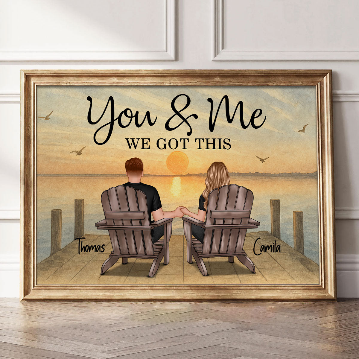 Retro Vintage Couple Mountain Landscape Personalized Poster| Heartfelt Anniversary Gift, Birthday Gift For Couple, For Him, For Her