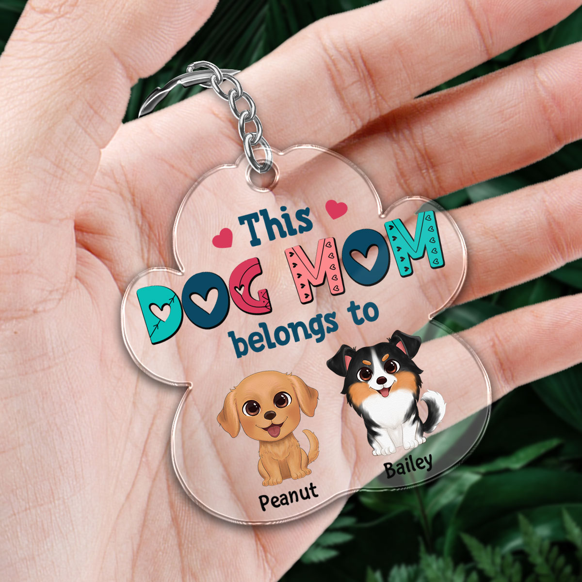 This Dog Mom Belongs To Watercolor Cute Dogs Personalized Acrylic Keychain