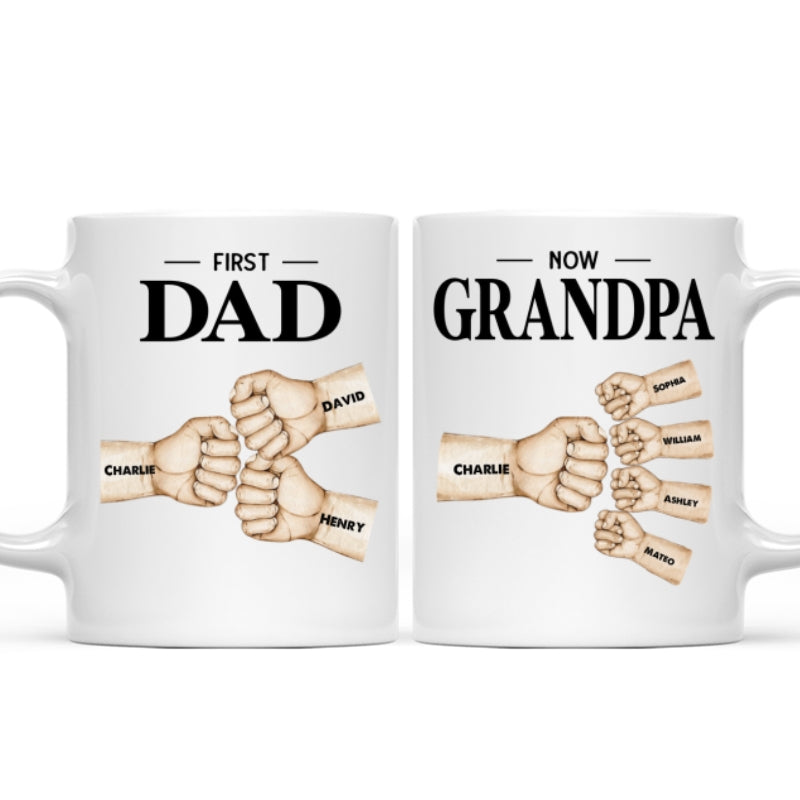 Fist Bump First Dad Now Grandpa Personalized Mug