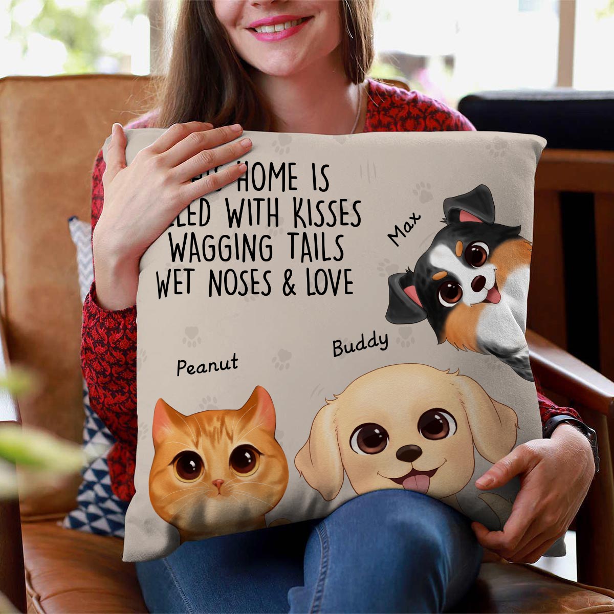 This Home Is Filled With Kisses Wagging Tails Gift For Dog Cat Pet Lover Personalized Pillow