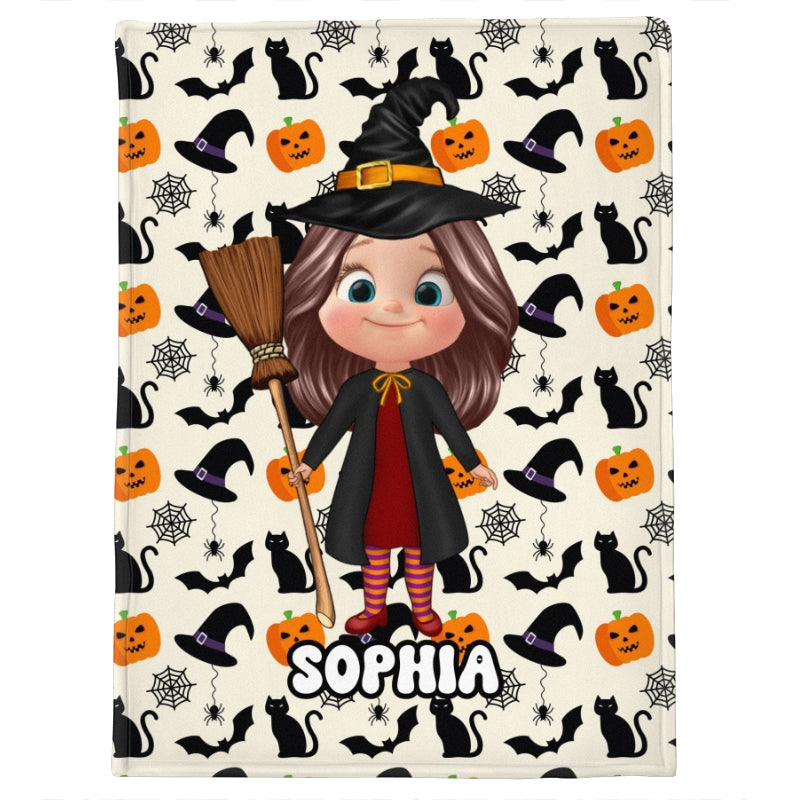 Halloween Theme Custom Characters Personalized Fleece Blanket, Fun & Unique Halloween Gift For Kids, Grandkids