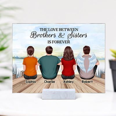 The Love Between Brothers Sisters Family Is Forever Back View Personalized Rectangle Acrylic Plaque