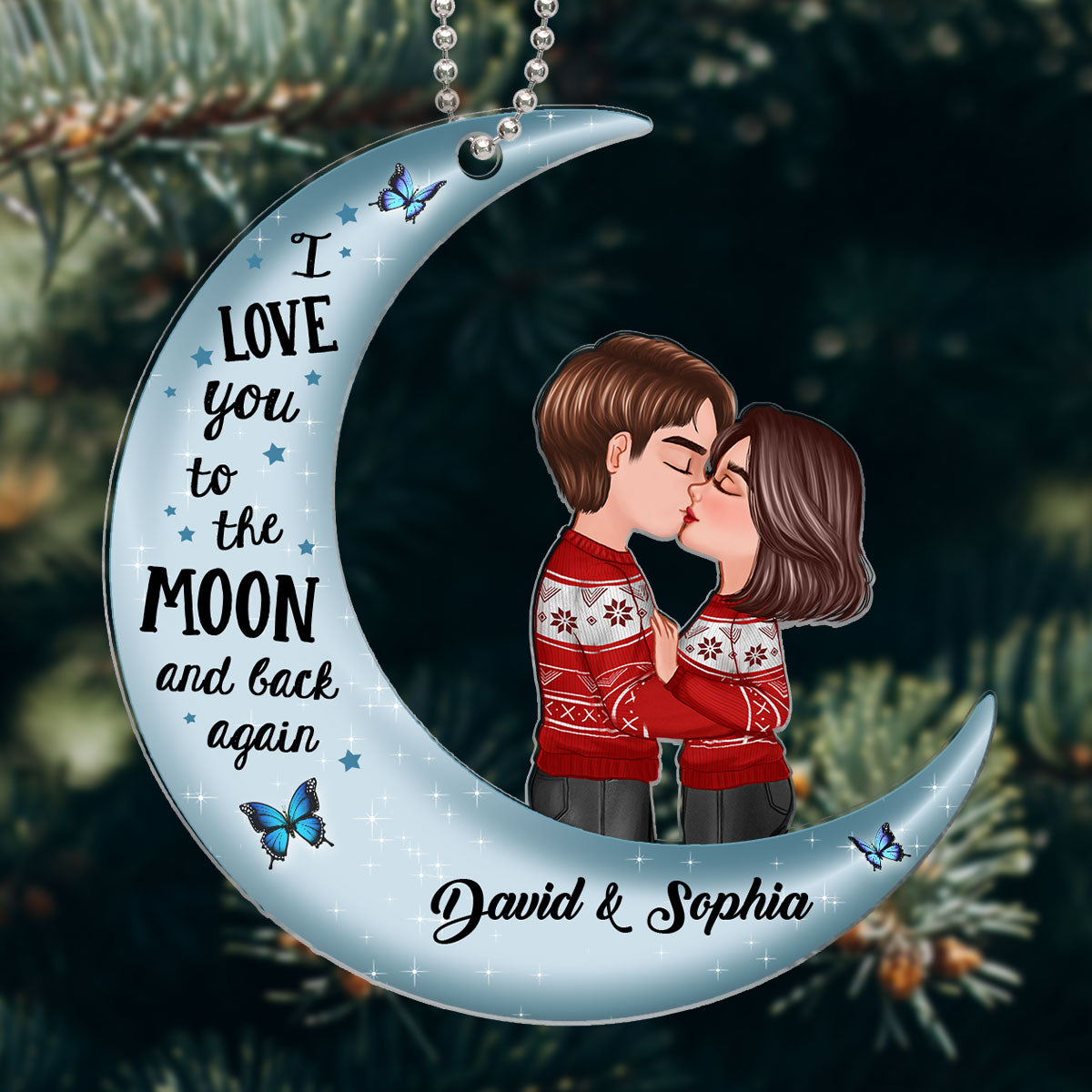 Doll Couple Kissing On Moon Gift For Him Personalized Acrylic Ornament