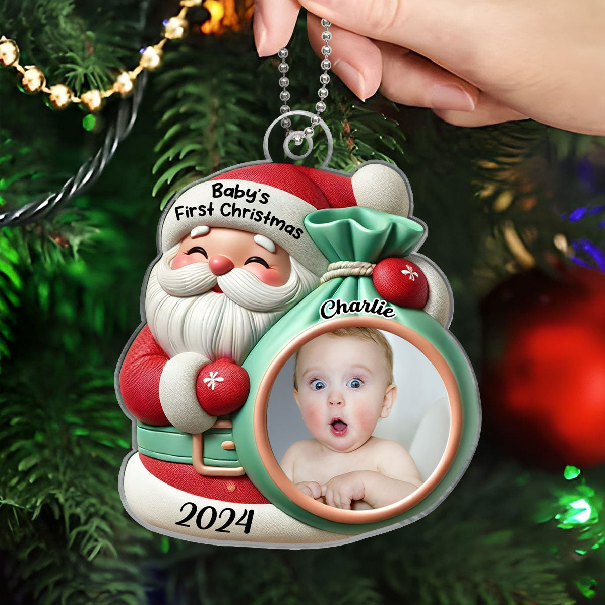 Little Bundle Big Joy Upload Photo Baby Ornament, 2024 Keepsake Christmas Ornament, Baby Shower Gifts, Gift For Newborns