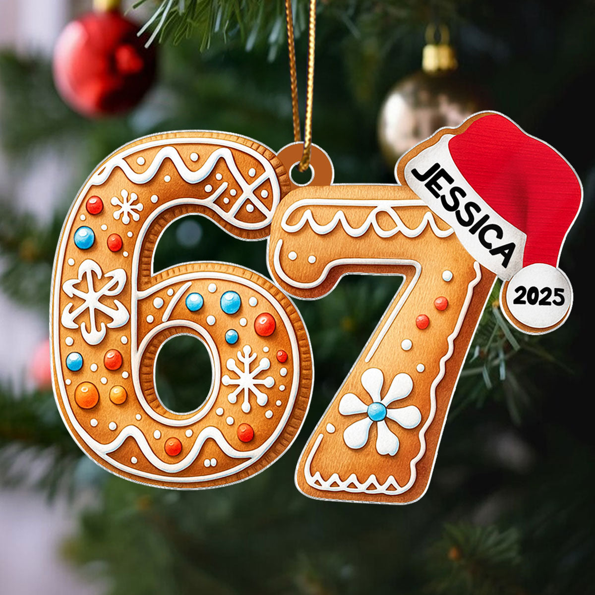 Custom Six Seven - Personalized Acrylic Ornament - Teen Slang Funny Tree Decor, Funny Teen Grandkid Gift