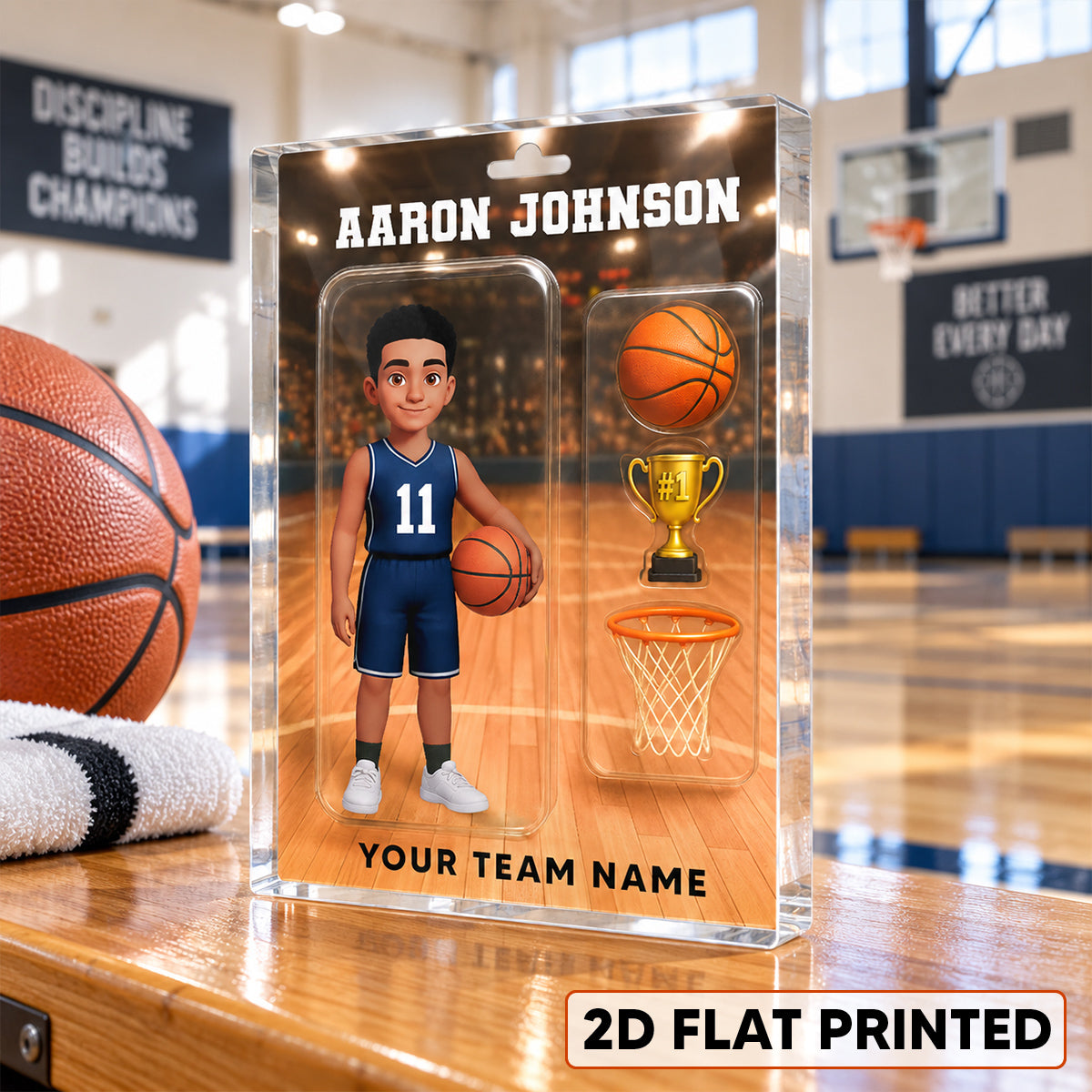 Cool Basketball Player 2D Flat Printed - Personalized Acrylic Block Plaque - Cool Unique Christmas Gift For Basketball Players, Son, Daughter, Grandson, Granddaughter