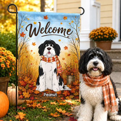 Trending Cute Sitting Dog - Personalized Garden Flag - Fall Season Decoration For Dog Mom, Dog Dad