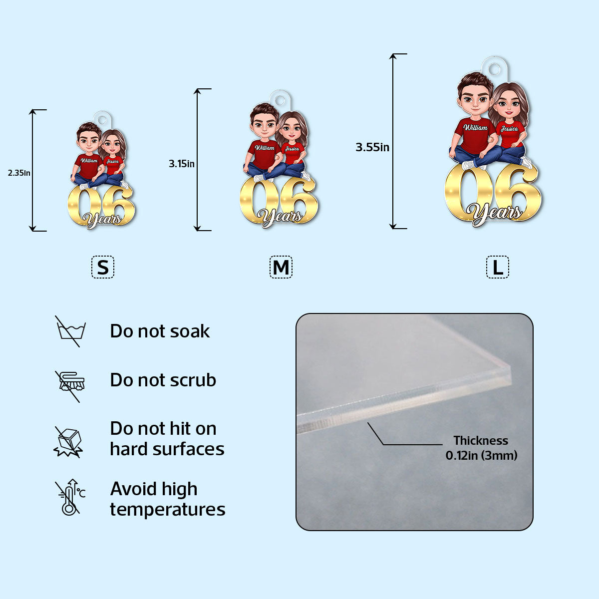 Couple Anniversary Sitting On Number Personalized Acrylic Keychain