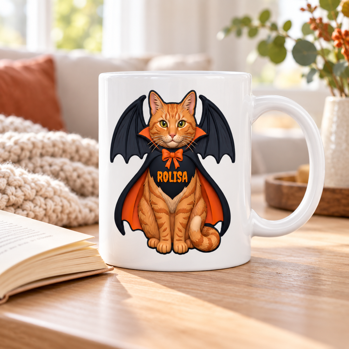 Custom Dog Cat Vampire - Personalized Mug - Spooky Rustic Halloween Porch Decoration