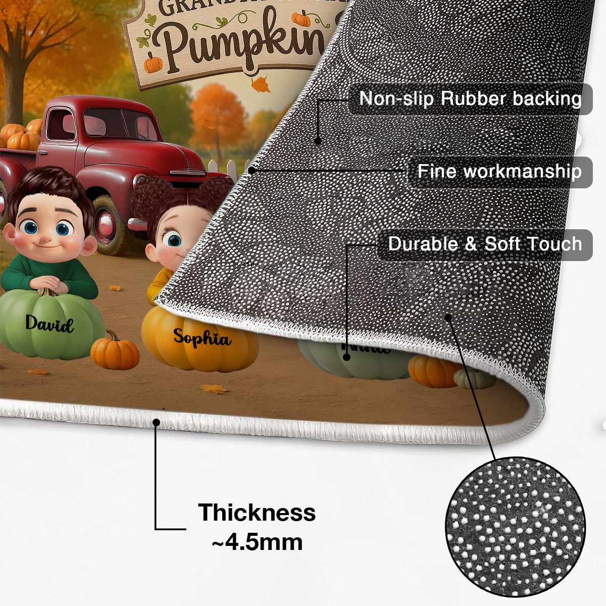 Fall Season Pumpkins Welcome To Grandma Grandpa Grandparents House Personalized Doormat