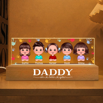 Daddy Grandpa We Love You Doll Kids Personalized Acrylic Block LED Night Light