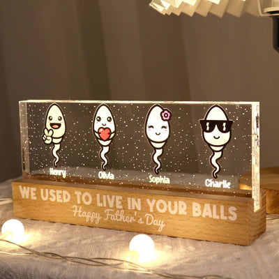 Little Cute Kids Happy Father‘s Day Personalized Acrylic Block LED Night Light