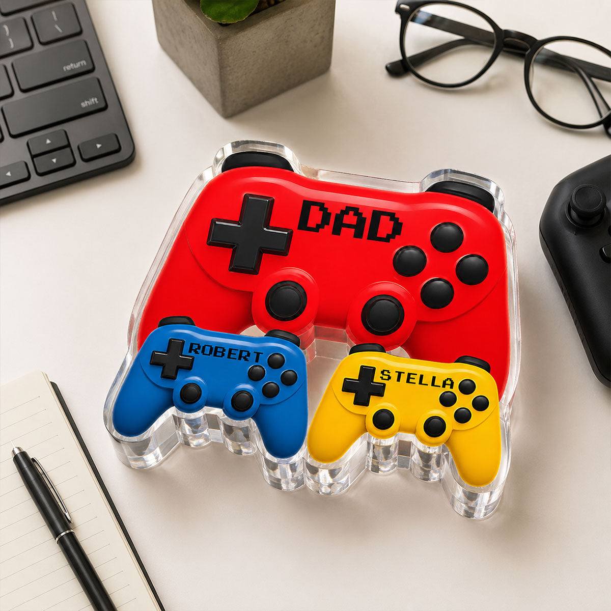 Gamer Dad Controllers - Personalized Acrylic Block Plaque - Father's Day Gift For Dad, Husband, Gamers