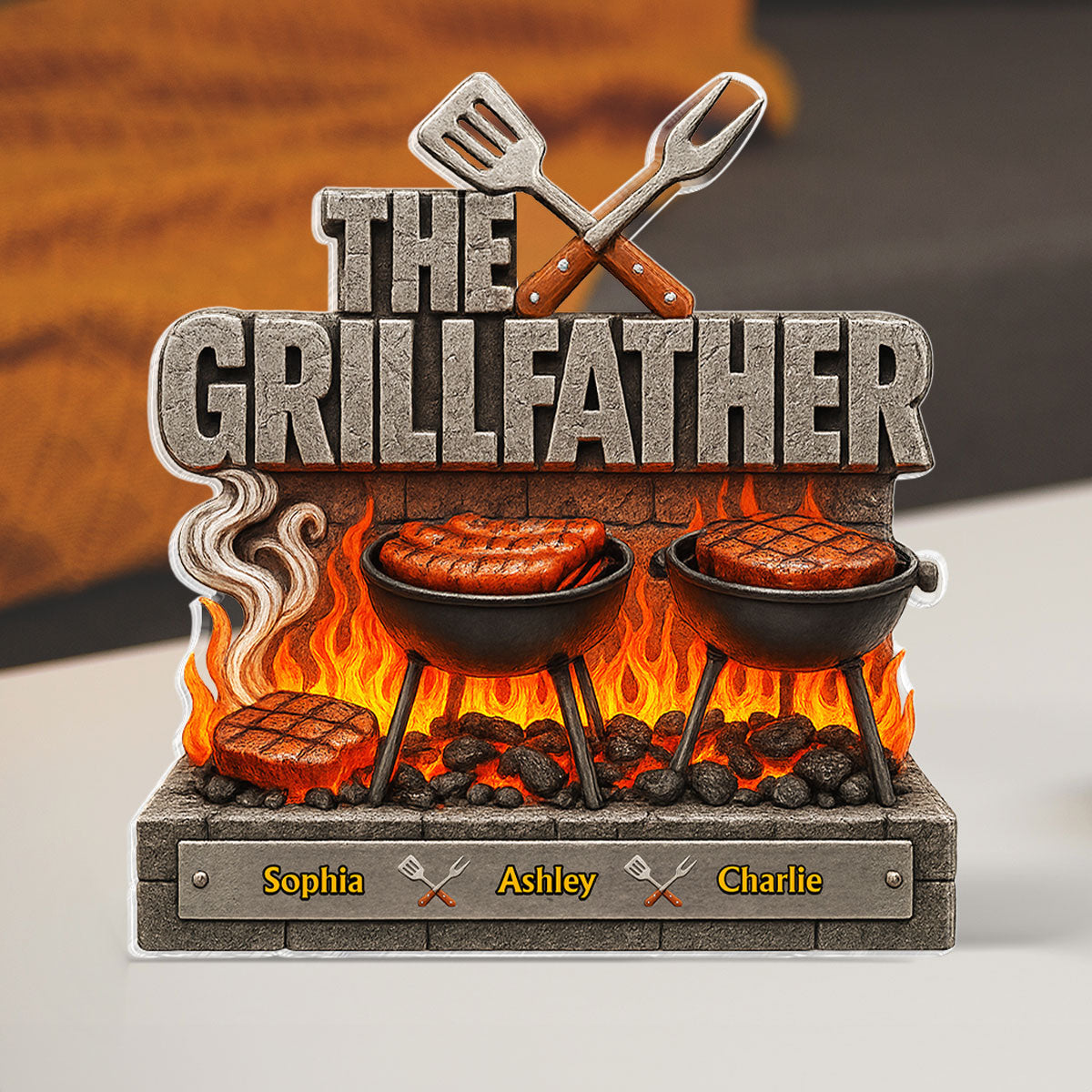 The Grillfather Personalized Custom Shaped Acrylic Block, Father's Day gift