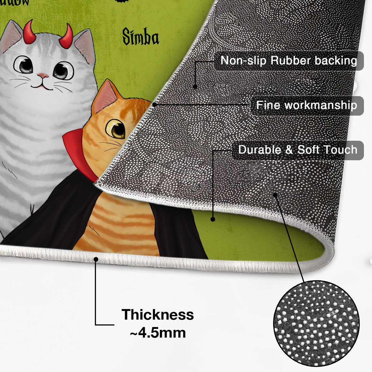 Peeking Halloween Cats Spooky Vibe Personalized Doormat