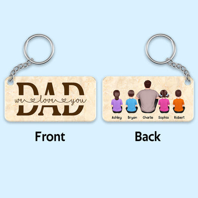 Best Dad Ever Back View Man Kids Dog Cat Personalized Acrylic Keychain