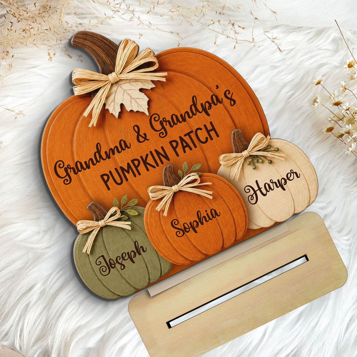 Grandma & Grandpa's Pumpkin 2D Flat Printed - Personalized 2-Layered Wooden Plaque - Fall Season Decor For Grandparents