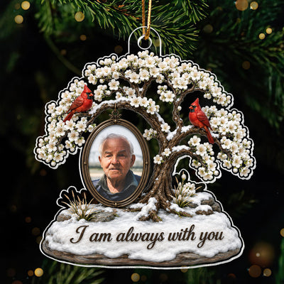 Cardinal Blossom Tree Custom Photo of Lost Loved One - Personalized Acrylic Ornament - Memorial Gift, Sympathy Gift