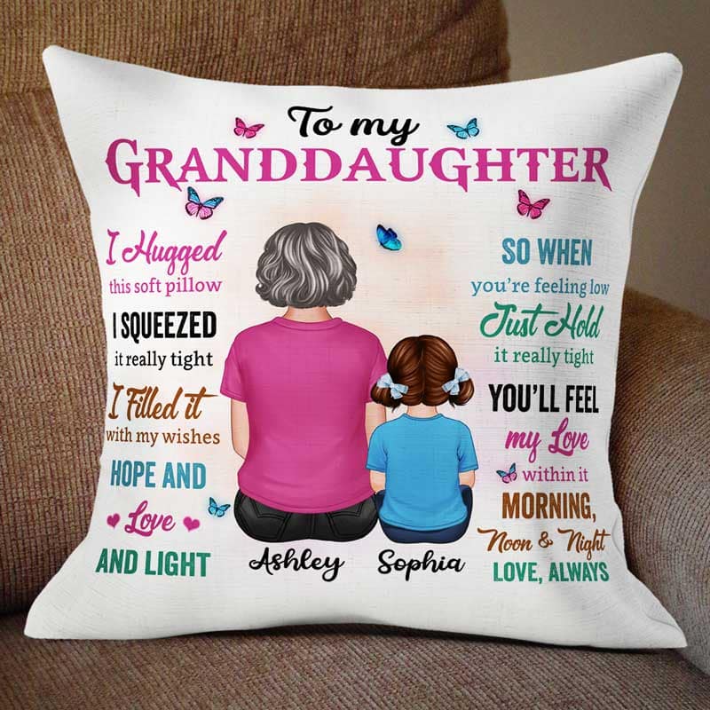 Back View Colorful To My Granddaughter Grandson Gift Personalized Pillow