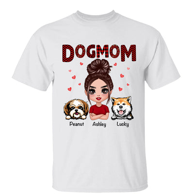 Doll Dog Mom Red Pattern Personalized Shirt