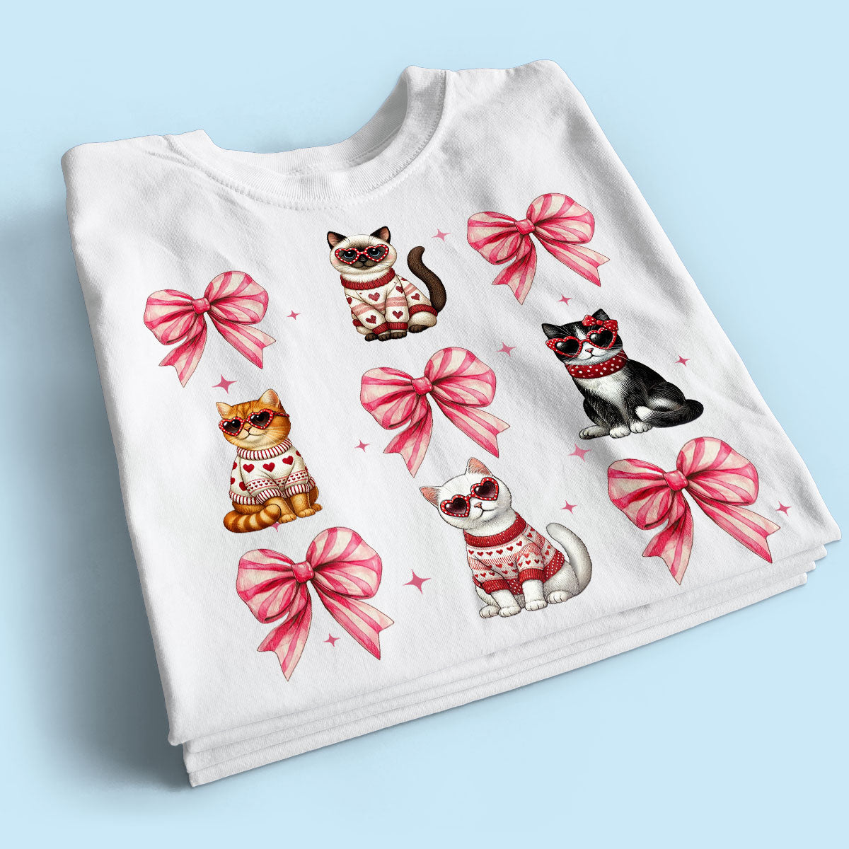 Cat Pink Coquette Heart Love Cat Personalized Shirt, Trendy  Cat Lover Tee, Gift for Cat Moms