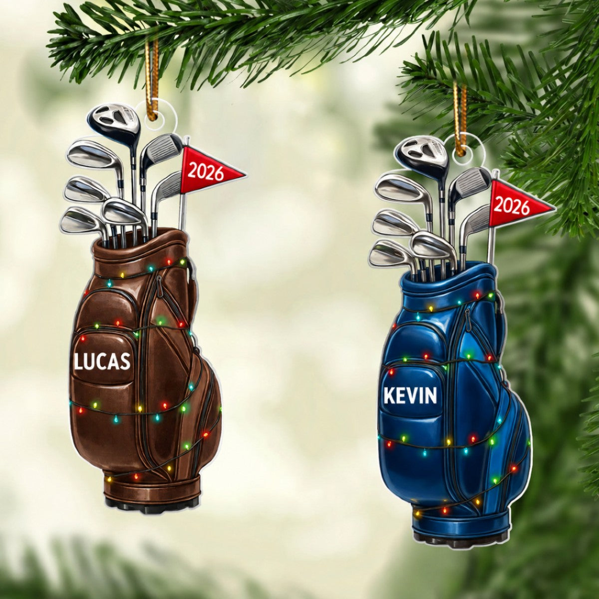 Custom Golf Bag - Personalized Acrylic Ornament - Christmas Gift for Golf Lovers, Gift for him, Dad, Grandpa