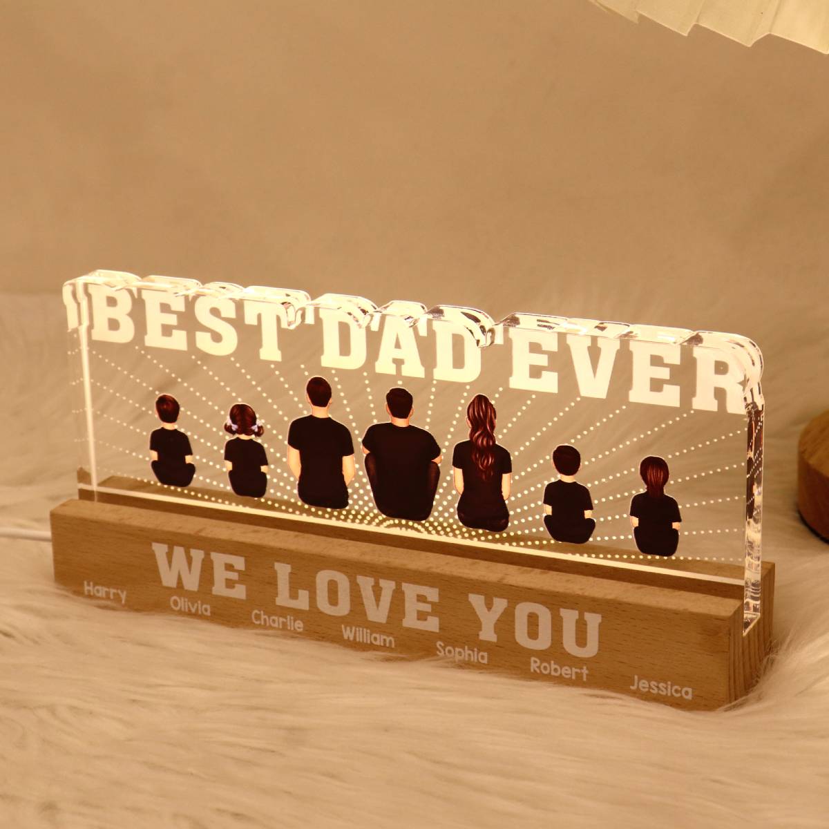 Best Dad Ever We Love You Personalized Acrylic LED Night Light, Father's Day Gift For Dad, Husband