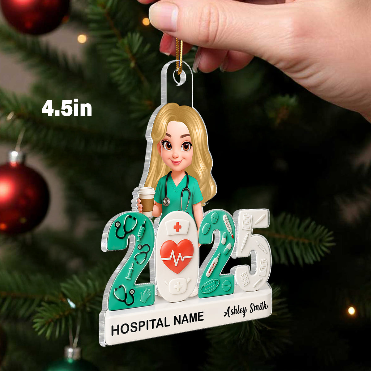 2025 Nurse - Personalized Acrylic Ornament - Christmas Gift for Nurse