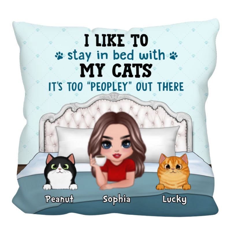 Stay In The Bed With Cat Dog Gift For Pet Lover Personalized Pillow