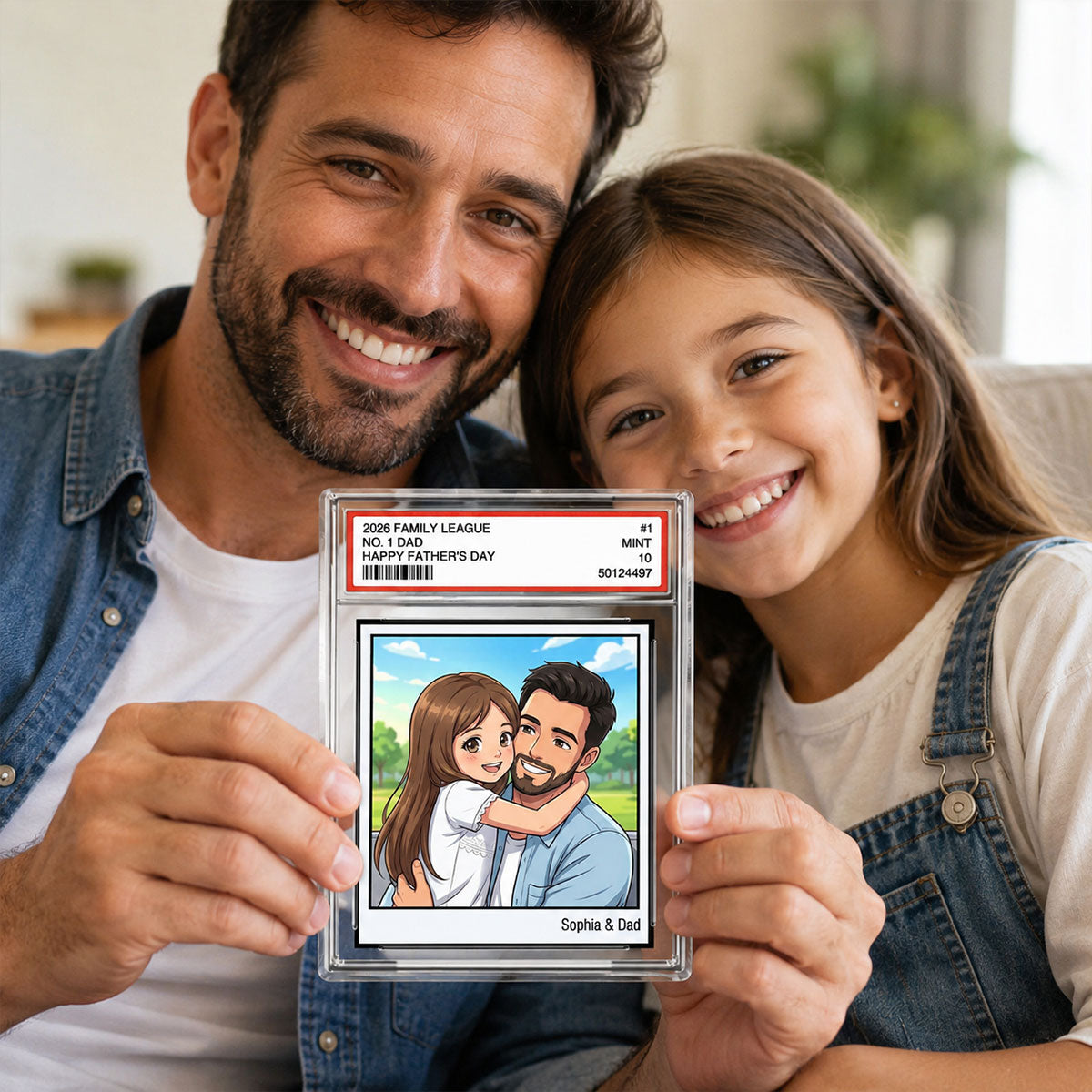 Vintage No. 1 Dad Trading Card Trading Card Cartoon Style - Personalized Acrylic Block Plaque - Father's Day Gift For Dad, Husband