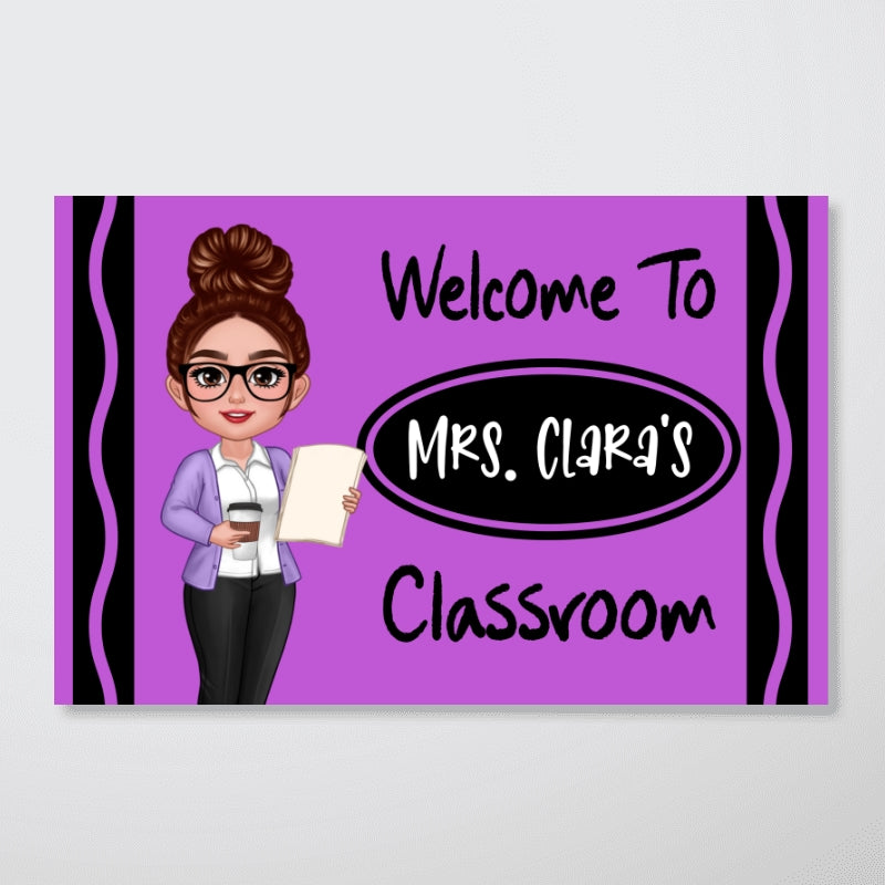 Teacher Crayon Welcome To Classroom Personalized Poster| Back To School Gift, Classroom Decoration