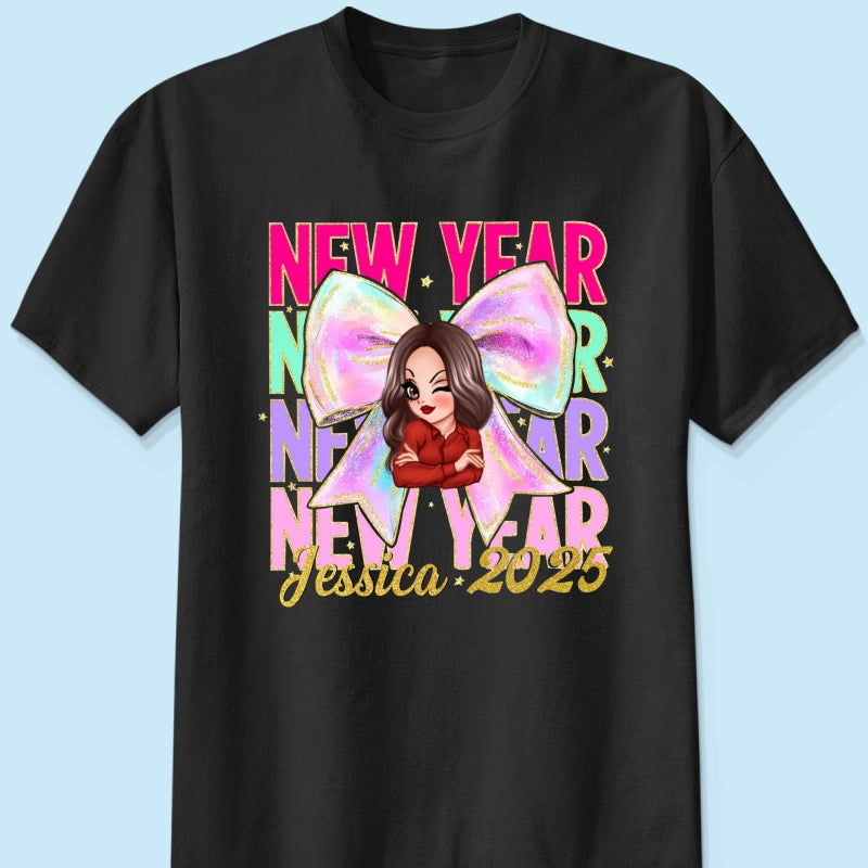 New year Coquette 2025, Happy New Year 2025 Retro Personalized Shirt, 12 New Chapters