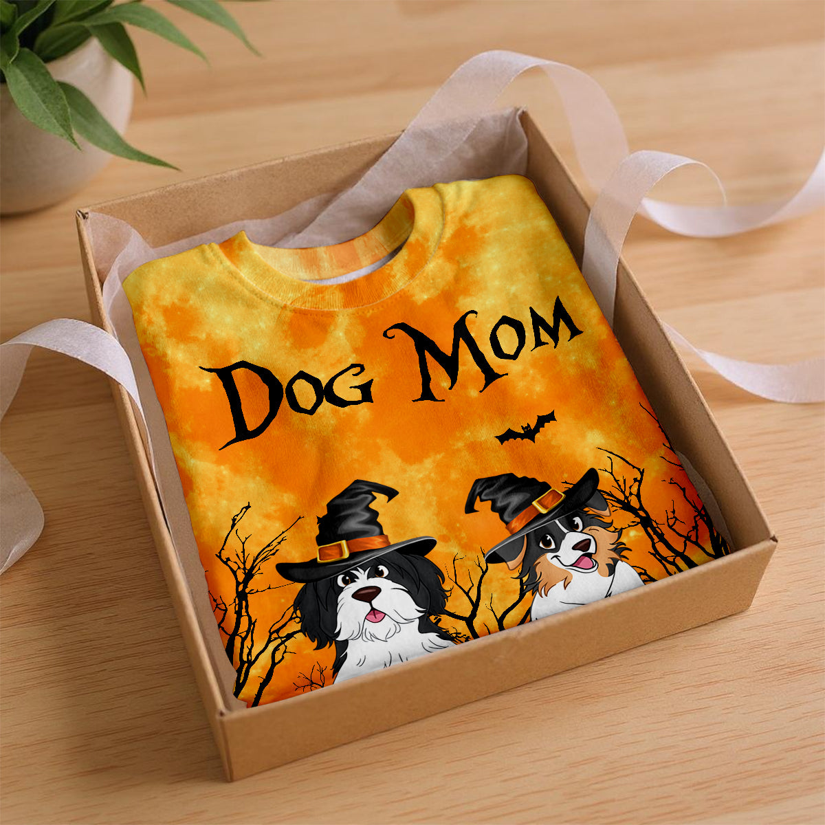 Dog Mom Halloween Moon Light Bat Tree - Personalized 3D Shirt